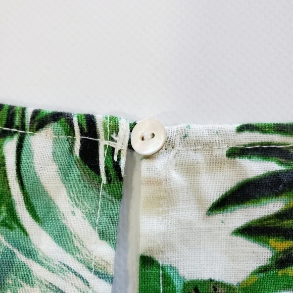 2525 * Tahari 100% Linen Tropical Palm Print Mini Dress Green White Size S - Picture 5 of 8